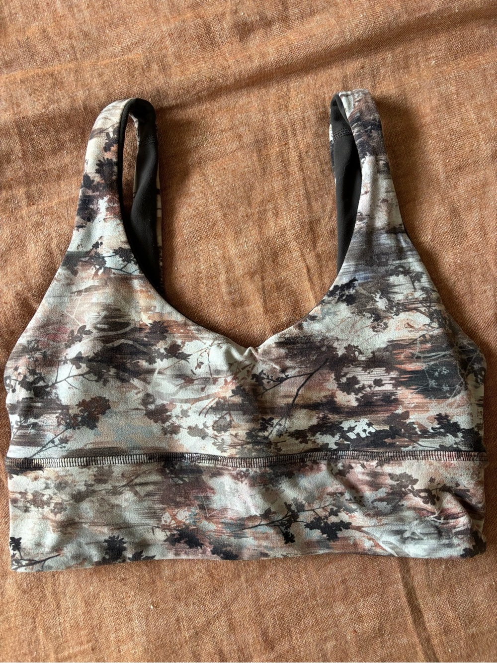 lululemon athletica Floral Camo Light-Support Sports Bra - Brown & Green, white,
